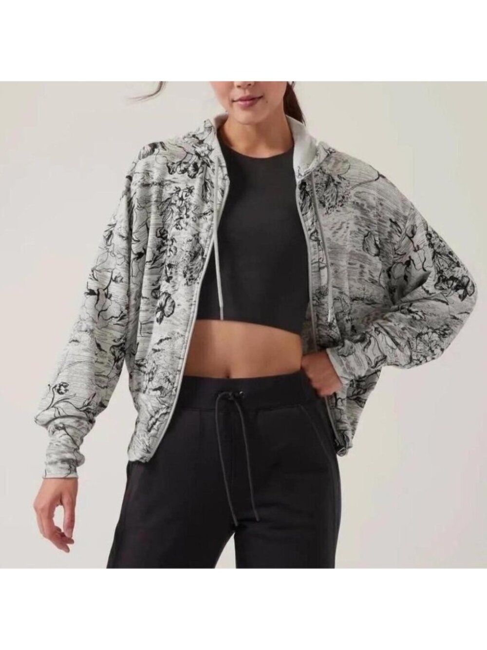 ATHLETA Jacket Women's XL NWT Balance Eden Floral Zip Hoodie Sweatshirt